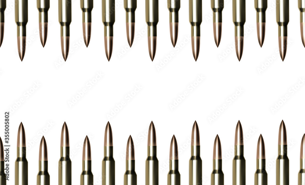 Bullet, shell on white background. 3d illustration render. Shooting from automatic weapons. Gold bursts for advertisement. Military operations, shooting from gun. Frame border pattern wrap Bullet, shell on white background. 3d illustration render. Shooting from automatic weapons. Gold bursts for advertisement. Military operations, shooting from gun. Frame border pattern wrap