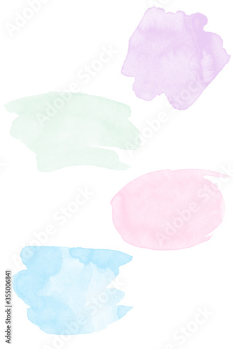 Colorful watercolor brush strokes on white