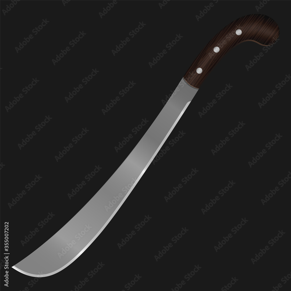 Golok with brown wooden handle