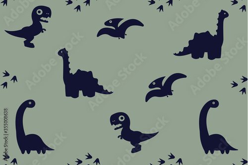 Seamless vector funny cartoon dinosaur collections.