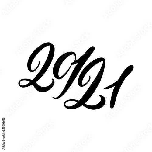 Hand drawn lettering figures 2021 for your design