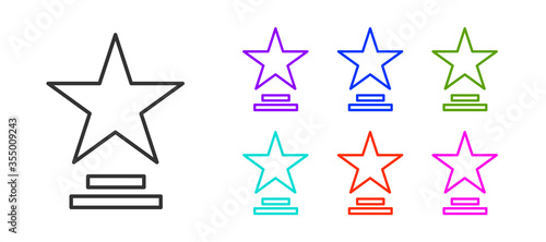 Black line Movie trophy icon isolated on white background. Academy award icon. Films and cinema symbol. Set icons colorful. Vector Illustration