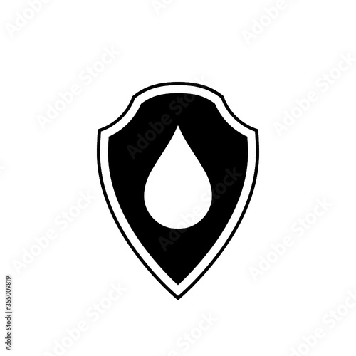 Waterproof icon. Water resistant sign shield isolated on white background