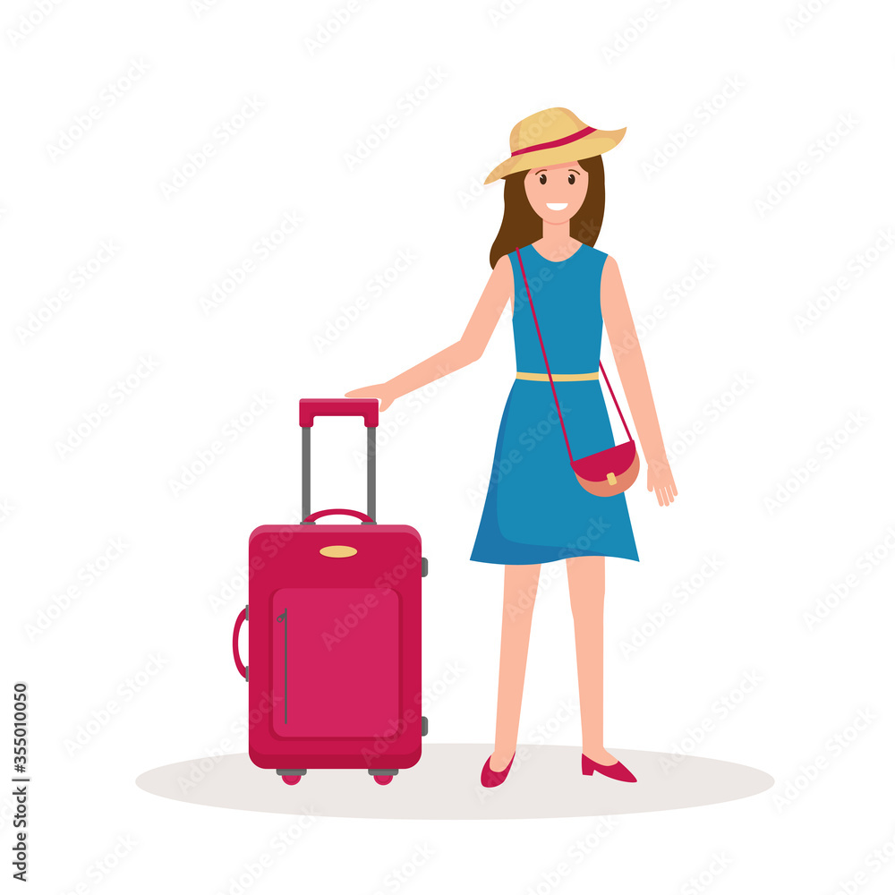 Woman with travel suitcase vector illustration Woman with travel suitcase vector illustration