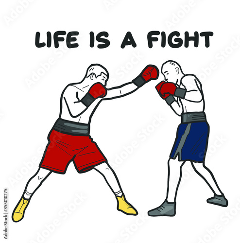 boxing competition vector illustration. boxers in the ring contour silhouette, logo of the sport of wrestling,