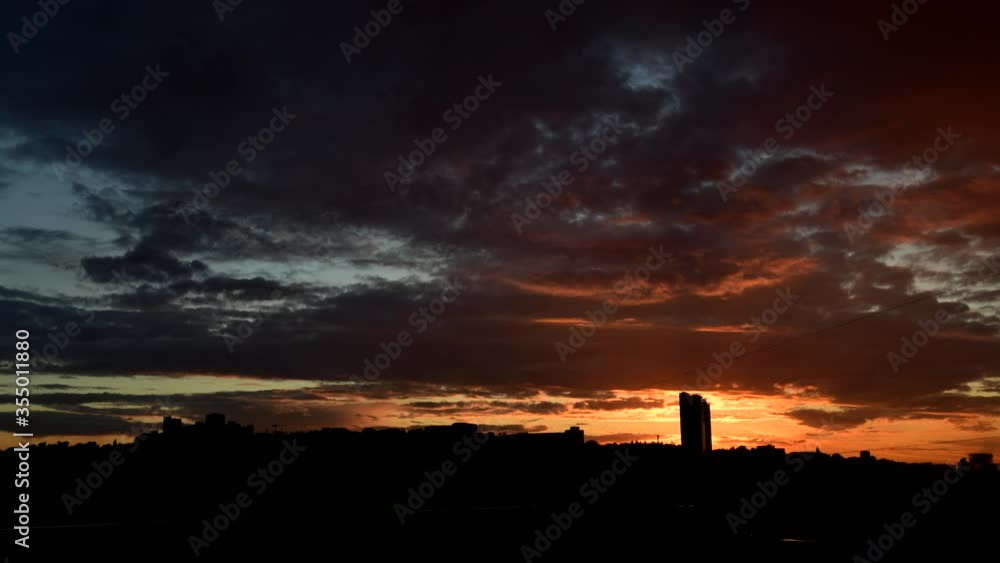 Nice sunset Kiev city evening panorama time lapse 4k video Nice sunset Kiev city evening panorama time lapse 4k video