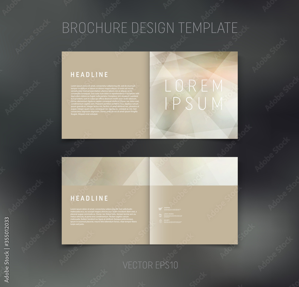 Fototapeta premium Vector brochure, booklet, presentation design template with beige geometric low poly abstract background