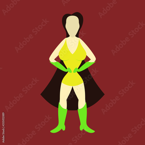 Superhero woman.Female cartoon character . Icon in flat style