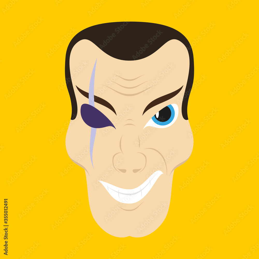 Flat illustration of cartoon superhero character design with big smile Flat illustration of cartoon superhero character design with big smile