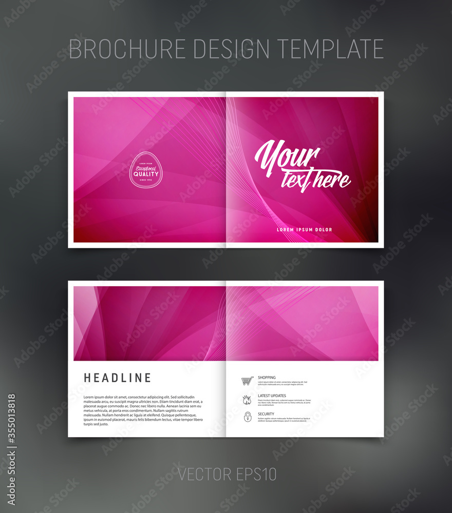Fototapeta premium Vector brochure, booklet, presentation design template with pink abstract background