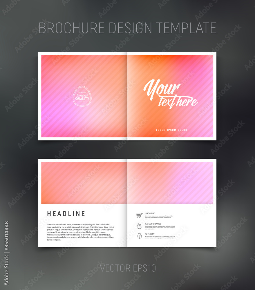 Vector brochure, booklet, presentation design template with pink abstract background