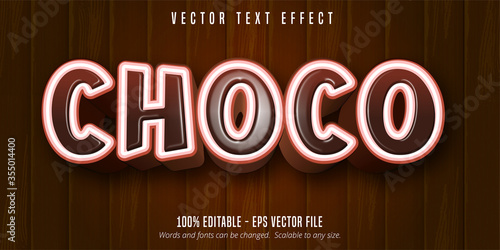 Choco text, cartoon style editable text effect on wooden background