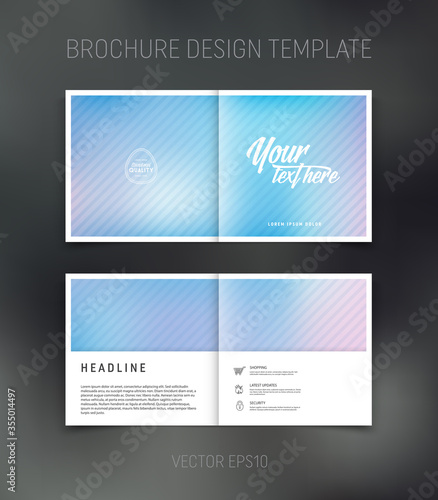 Vector brochure, booklet, presentation design template with light blue abstract background © foxie