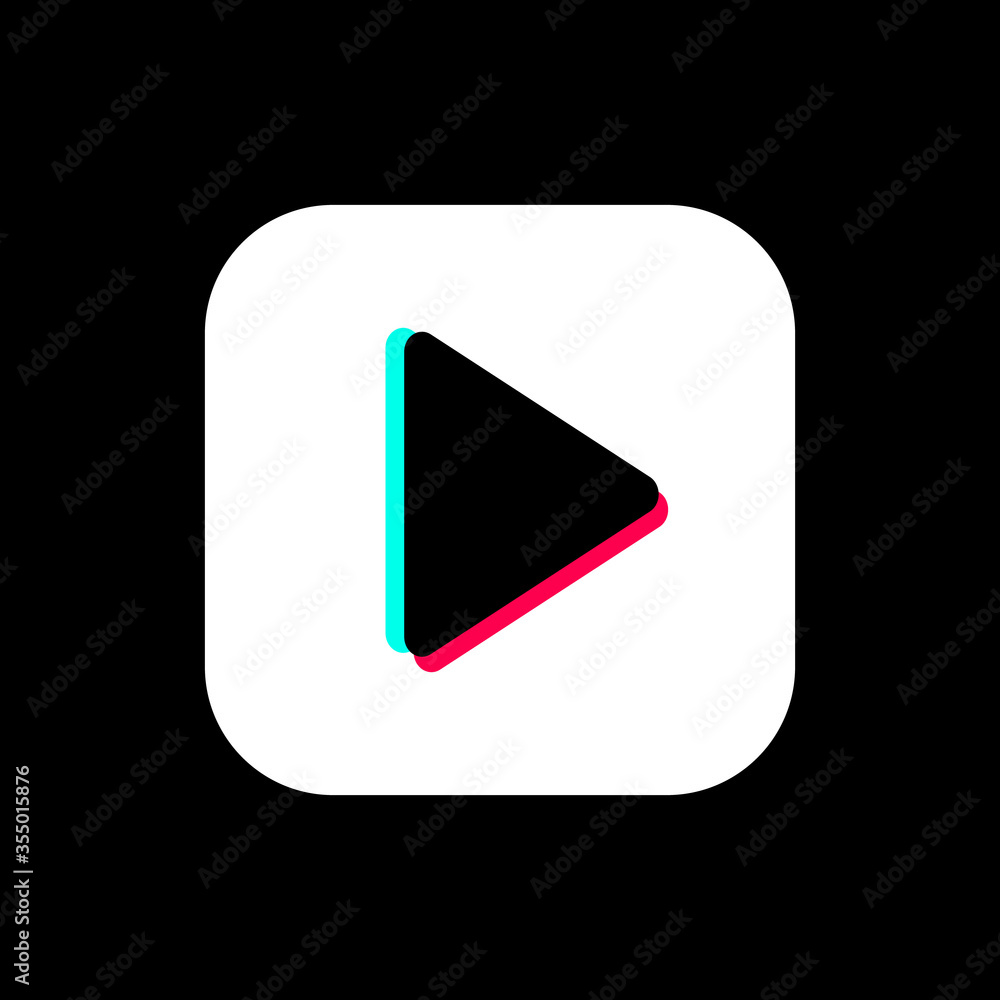 TikTok Play Icon. Like Button. Social Media Vector Illustration On Black Background TikTok Play Icon. Like Button. Social Media Vector Illustration On Black Background