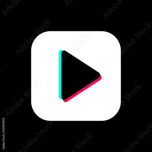 TikTok Play Icon. Like Button. Social Media Vector Illustration On Black Background 