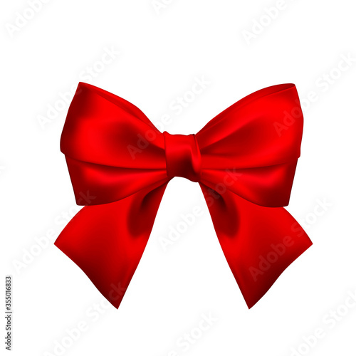 Obraz na plátně Realistic red bow isolated on white