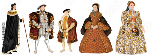 Tudor Dynasty - Crowned Kings & Queens of Tudor England -Henry VII, Henry VIII, Edward VI, Mary I, Elizabeth I photo