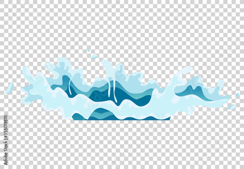 Water splash animation. Shock waves on transparent background. Spray motion, spatter blast, drip. Clear water frames for flash animation in games, video and cartoon