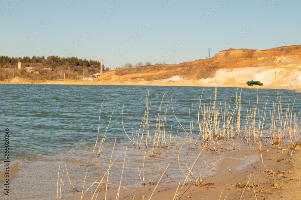 Pond in the sand quarry. Pond on a sand quarry.