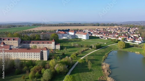 Panoramic aerial view of Lake Magny-le-Hongre