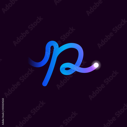P letter logo with gradient line and flash dot.