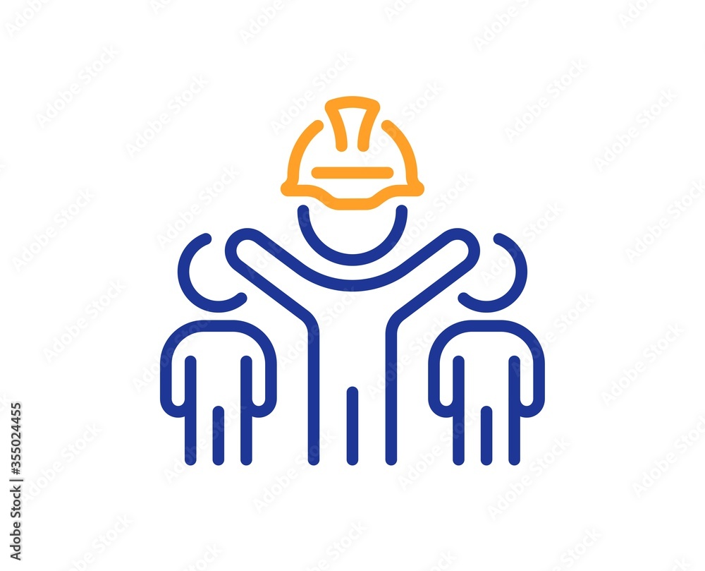 Engineering team line icon. Engineer or architect group sign. Construction helmet symbol. Colorful thin line outline concept. Linear style engineering team icon. Editable stroke. Vector Engineering team line icon. Engineer or architect group sign. Construction helmet symbol. Colorful thin line outline concept. Linear style engineering team icon. Editable stroke. Vector