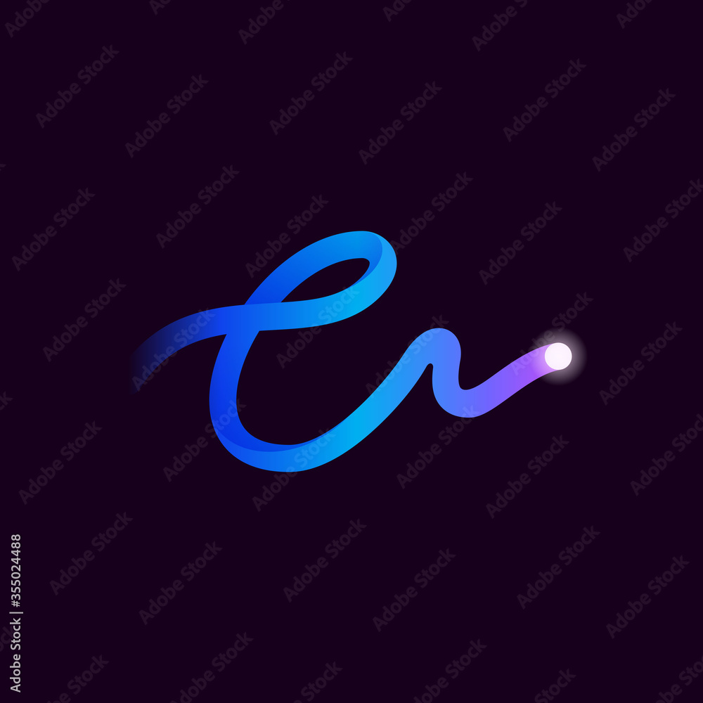 C letter logo with gradient line and flash dot. C letter logo with gradient line and flash dot.