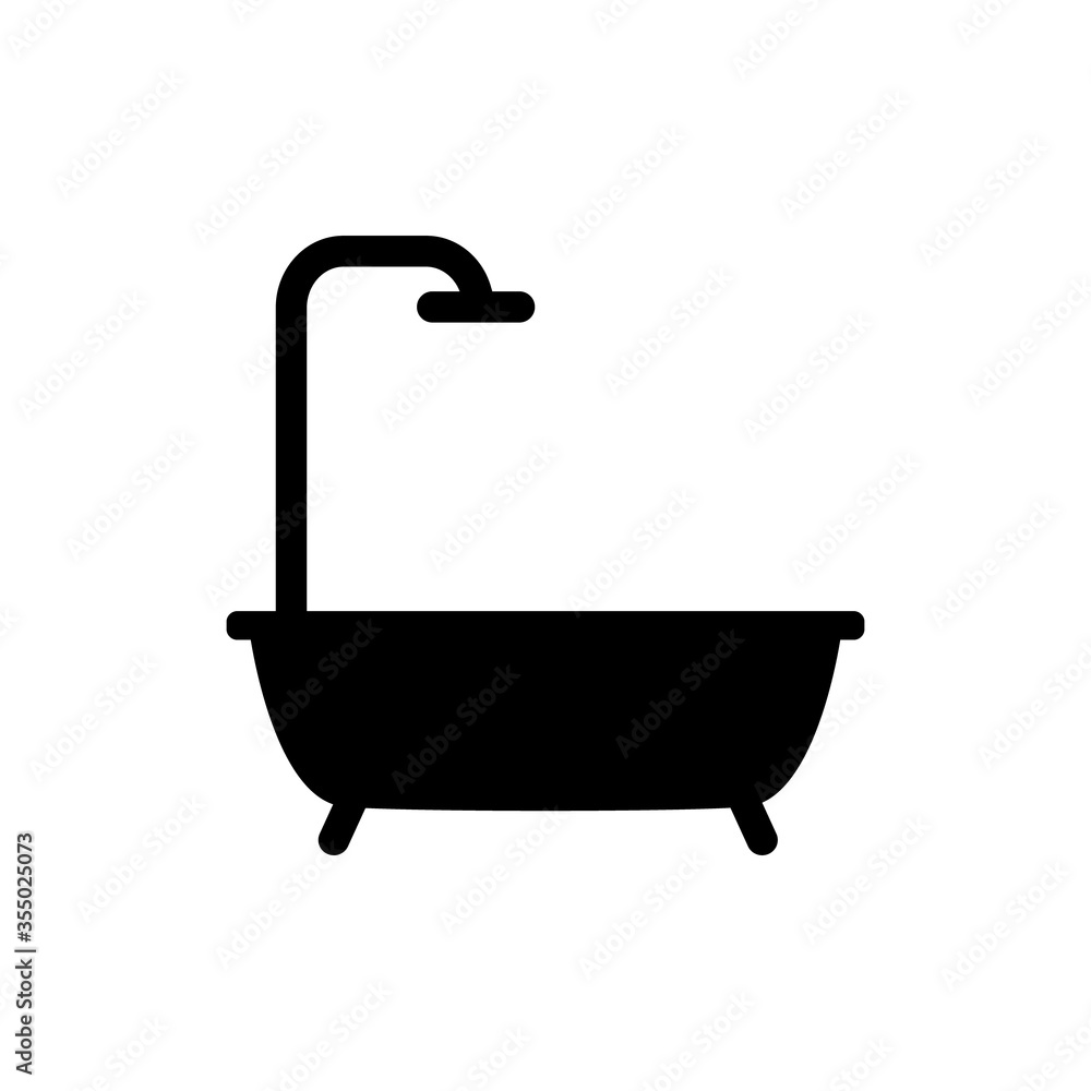 Bathtub with shower line icon. Bathtub with shower line icon.