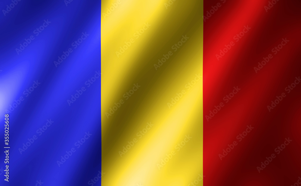 3D rendering of the waving flag Romania