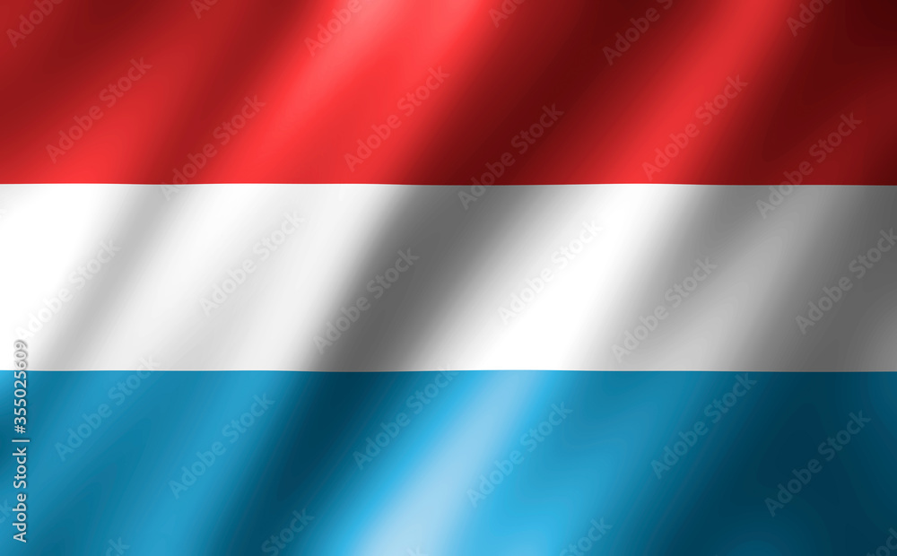 3D rendering of the waving flag Luxembourg