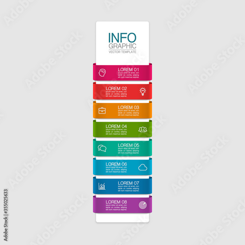 Vector iInfographic template for business, presentations, web design, 8 options.