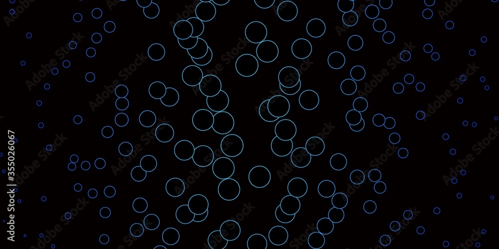 Dark BLUE vector background with bubbles. Abstract illustration with colorful spots in nature style. New template for a brand book.