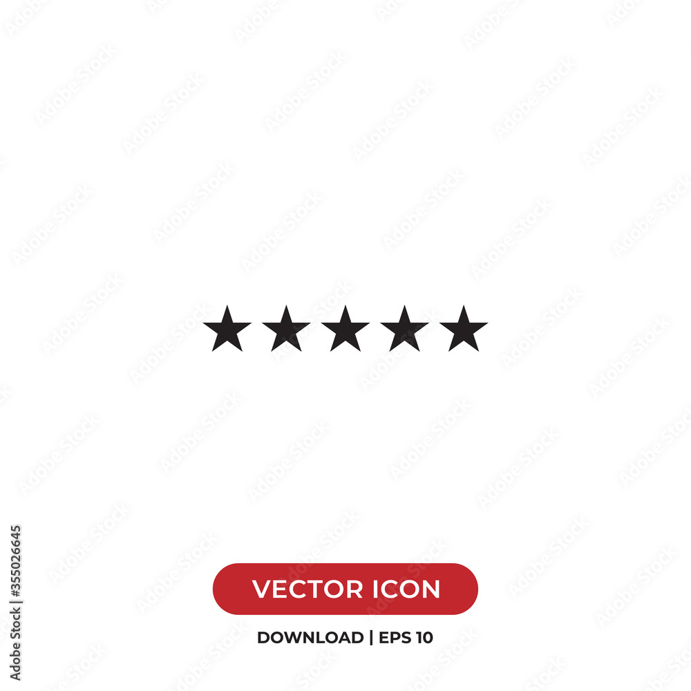 Five star icon vector. Rating sign Five star icon vector. Rating sign