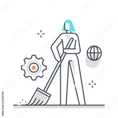 Community service related color line vector icon, illustration