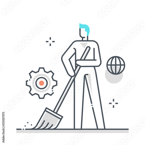 Community service related color line vector icon, illustration