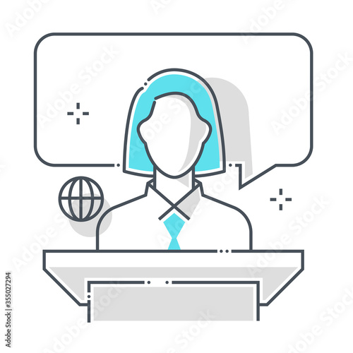 Witness related color line vector icon, illustration