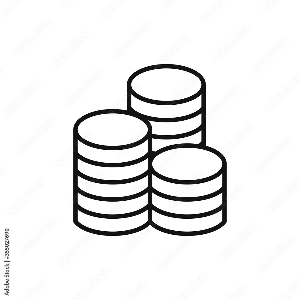 Coins icon vector. Coin stacks sign Coins icon vector. Coin stacks sign