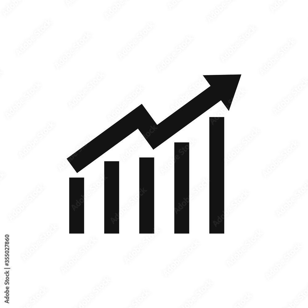 Growing graph icon vector. Growth sign Growing graph icon vector. Growth sign