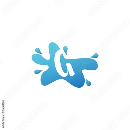 Negative Space F letter logo icon in water splash shape vector design template
