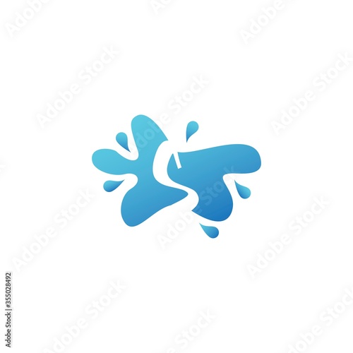 Negative Space S letter logo icon in water splash shape vector design template
