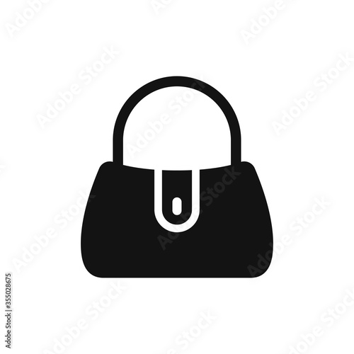Handbag icon vector. Simple filled woman handbag sign