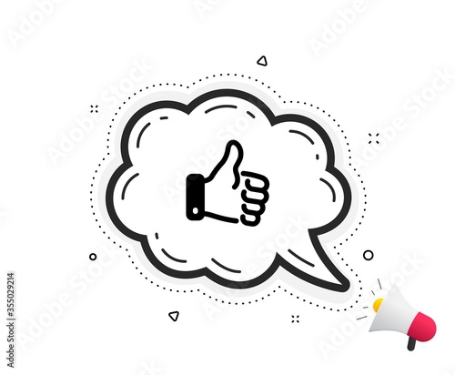 Like hand icon. Quote speech bubble. Thumbs up finger sign. Gesture symbol. Quotation marks. Classic like hand icon. Vector