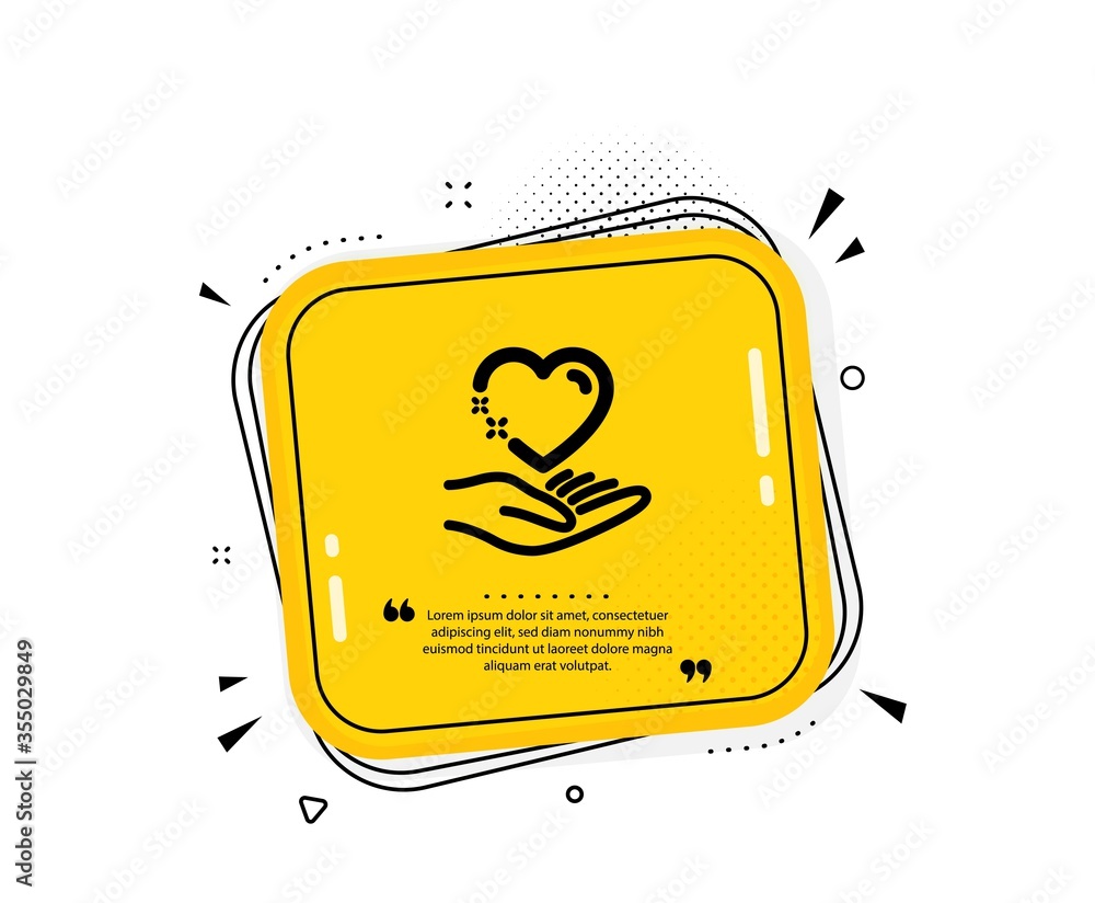 Hold heart icon. Quote speech bubble. Care love emotion sign. Valentine day symbol. Quotation marks. Classic hold heart icon. Vector Hold heart icon. Quote speech bubble. Care love emotion sign. Valentine day symbol. Quotation marks. Classic hold heart icon. Vector