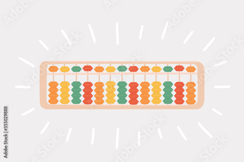 Abacus soroban for learning mental arithmetic for kids. Concept of illustration of the Japanese system of mental math. Hand drawn vector illustration