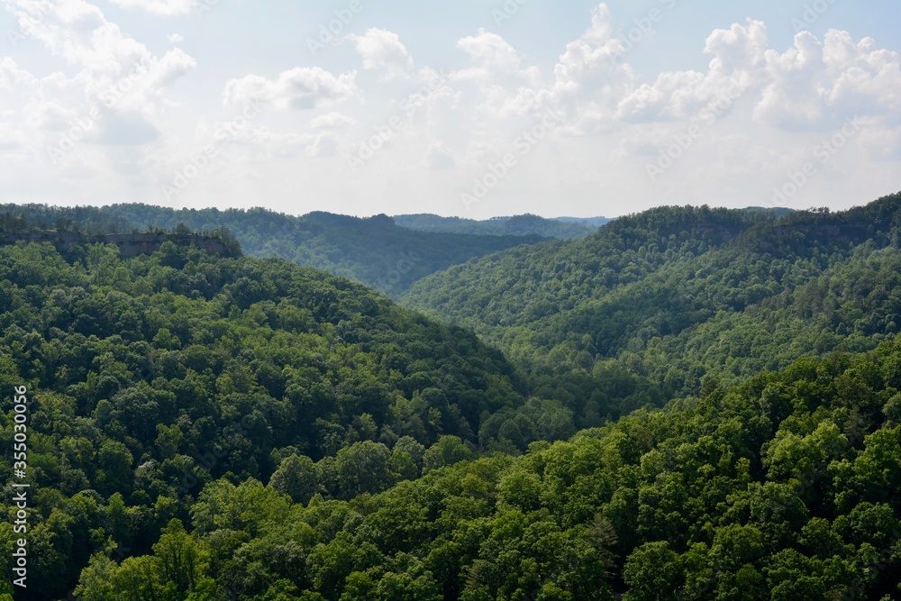 The Daniel Boone National Forest as seen from Chimney Top in Red River Gorge National Geological Area in Kentucky.