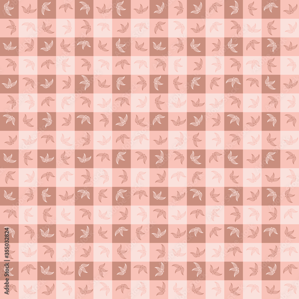 Gingham with leaves seamless vector pattern. Rustic surface print design for fabrics, stationery, and packaging. Gingham with leaves seamless vector pattern. Rustic surface print design for fabrics, stationery, and packaging.