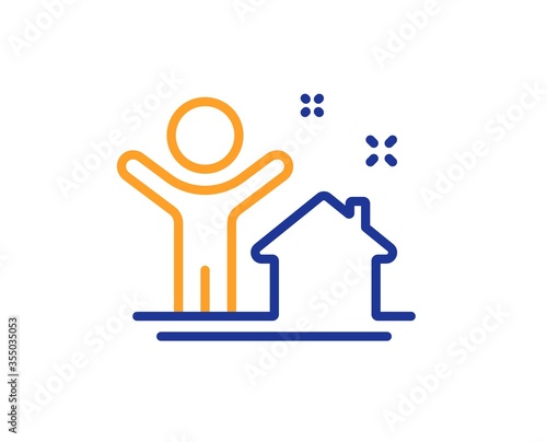 New house line icon. Home building sign. Buying real estate symbol. Buyer and his property. Colorful thin line outline concept. Linear style new house icon. Editable stroke. Vector