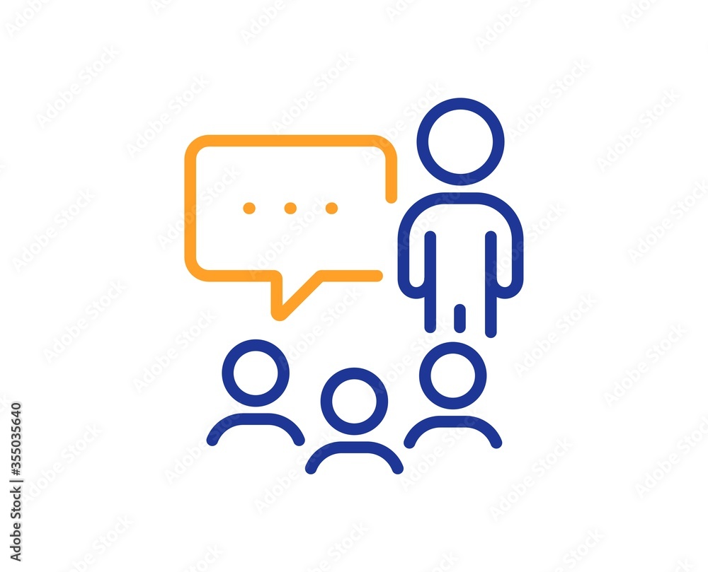 People chatting line icon. Business seminar sign. Job meeting symbol. Colorful thin line outline concept. Linear style people chatting icon. Editable stroke. Vector People chatting line icon. Business seminar sign. Job meeting symbol. Colorful thin line outline concept. Linear style people chatting icon. Editable stroke. Vector