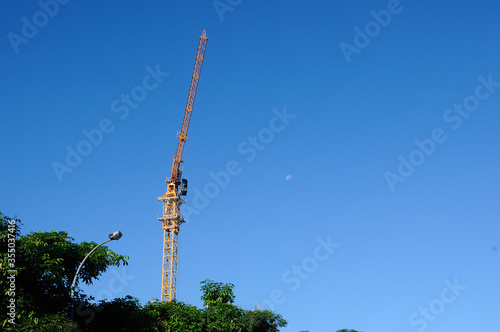 Tower Crane used to lift the heavy load at the construction site in Perak, Malaysia 