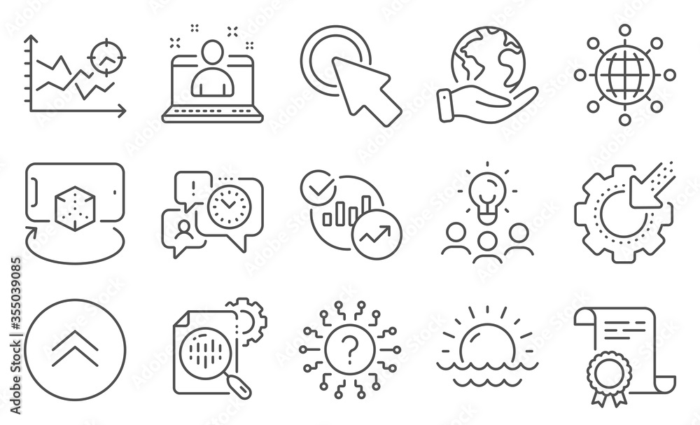 Set of Science icons, such as Seo stats, Statistics. Diploma, ideas, save planet. Augmented reality, Seo analysis, Click here. International globe, Swipe up, Best manager. Vector